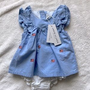 NWT Janie and Jack blue two-piece set with flag print 3-6 months